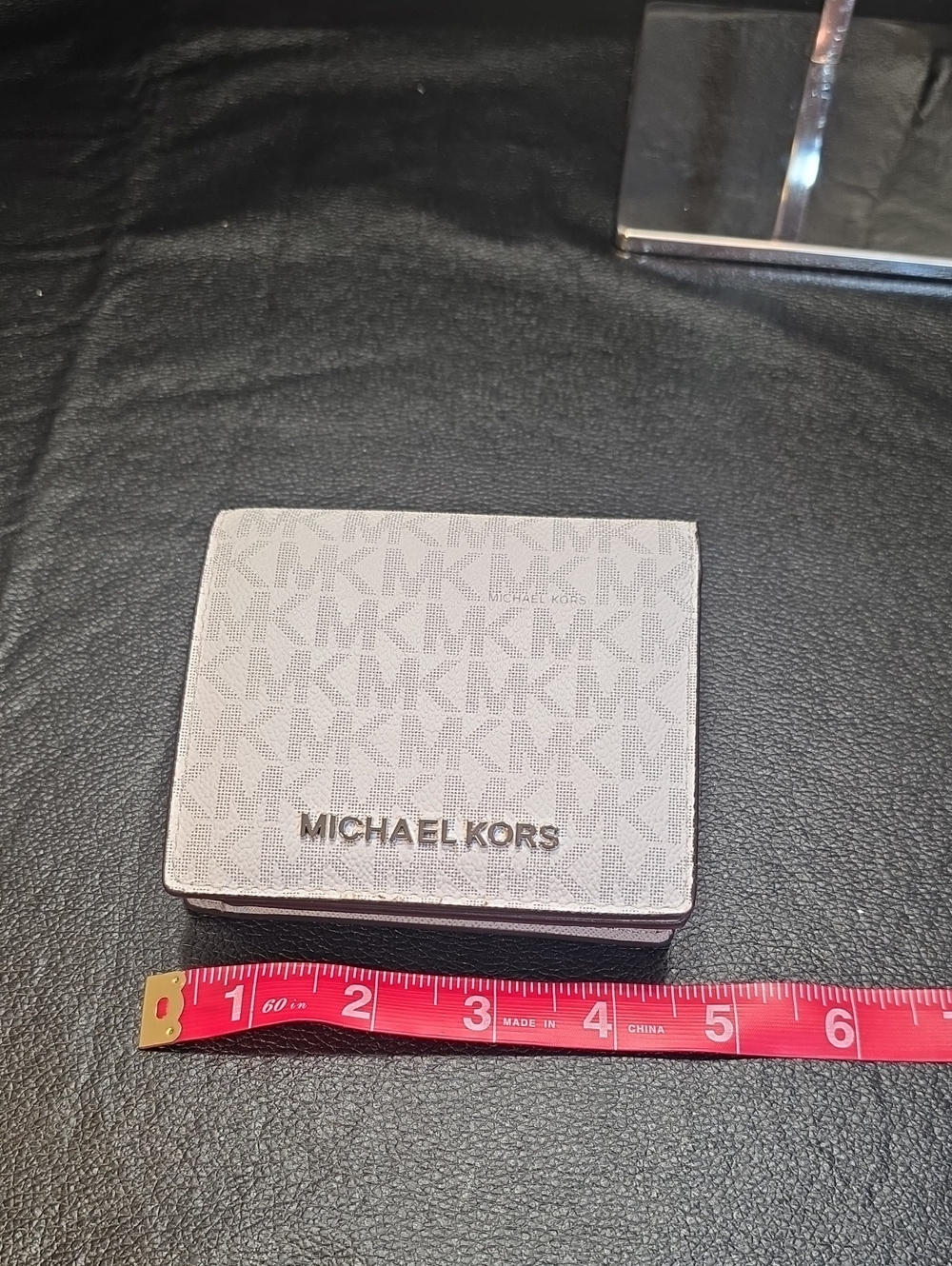 Michael Kors Light Gray MK Logo Men's Card Holder Wallet with Silver Logo